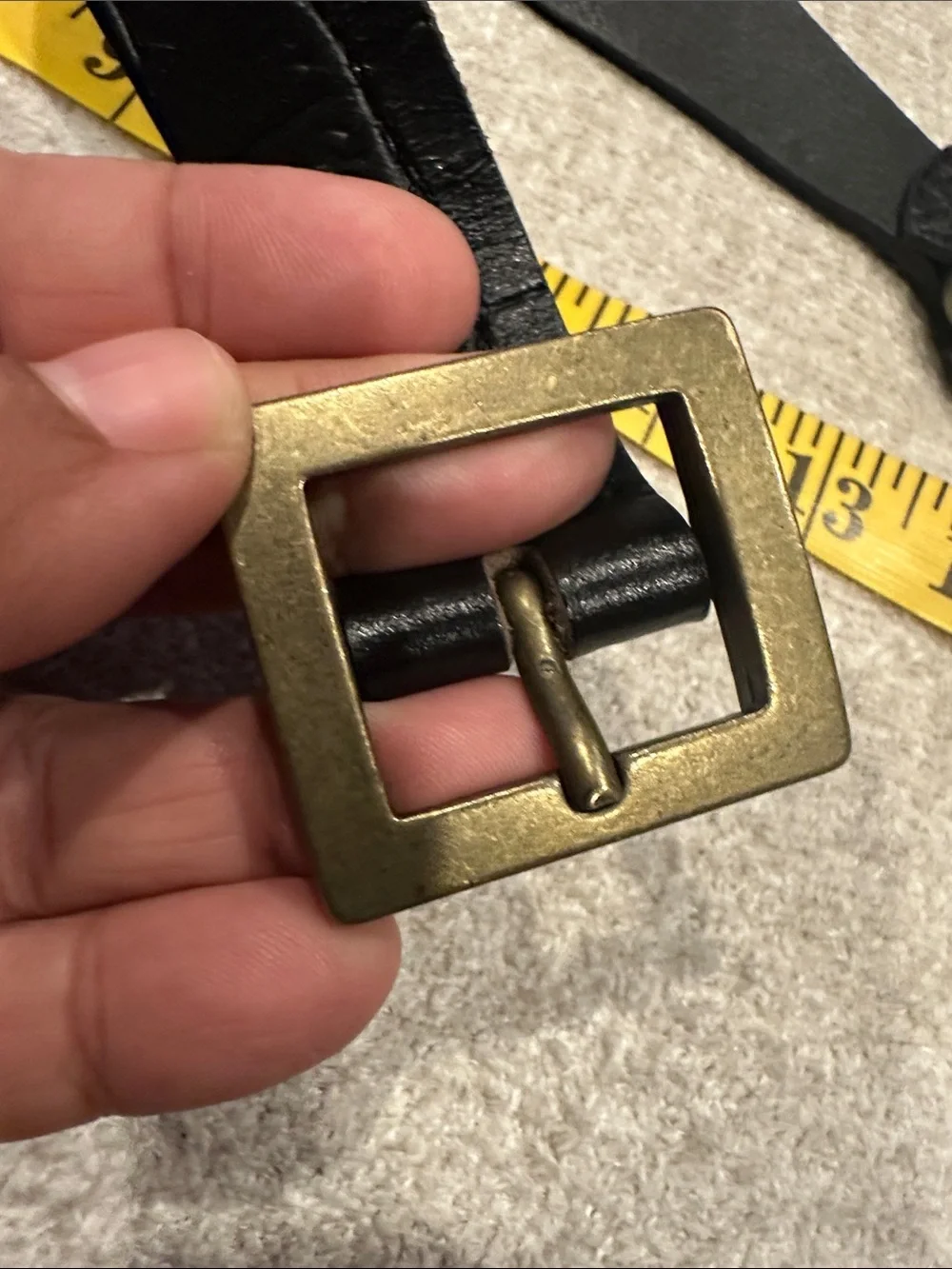 Zara Black Leather Belt with Antique Gold Chain Links